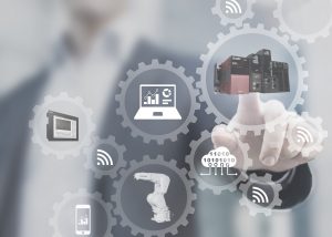 Smart factory and industry 4.0, robots, IoT, cloud computing technology